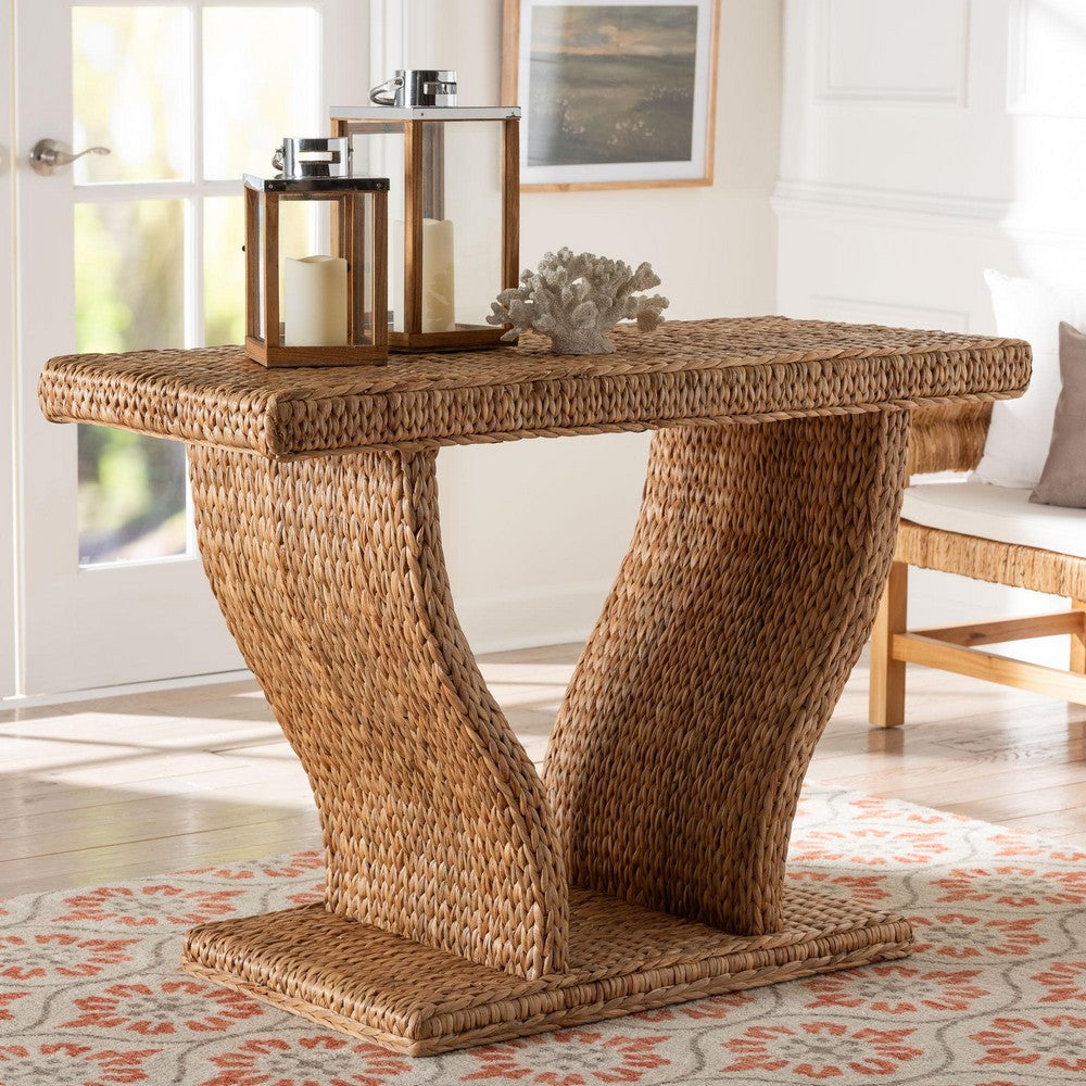 bali & pari - Alyssa Console Table in Natural Brown - Alyssa-Rattan/Abaca-Console Tables view 7