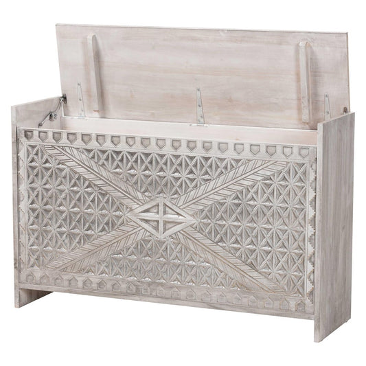 bali & pari - Amado Chest in White Wash - Amado-White Wash-Wooden-Bench-Boxed view 2