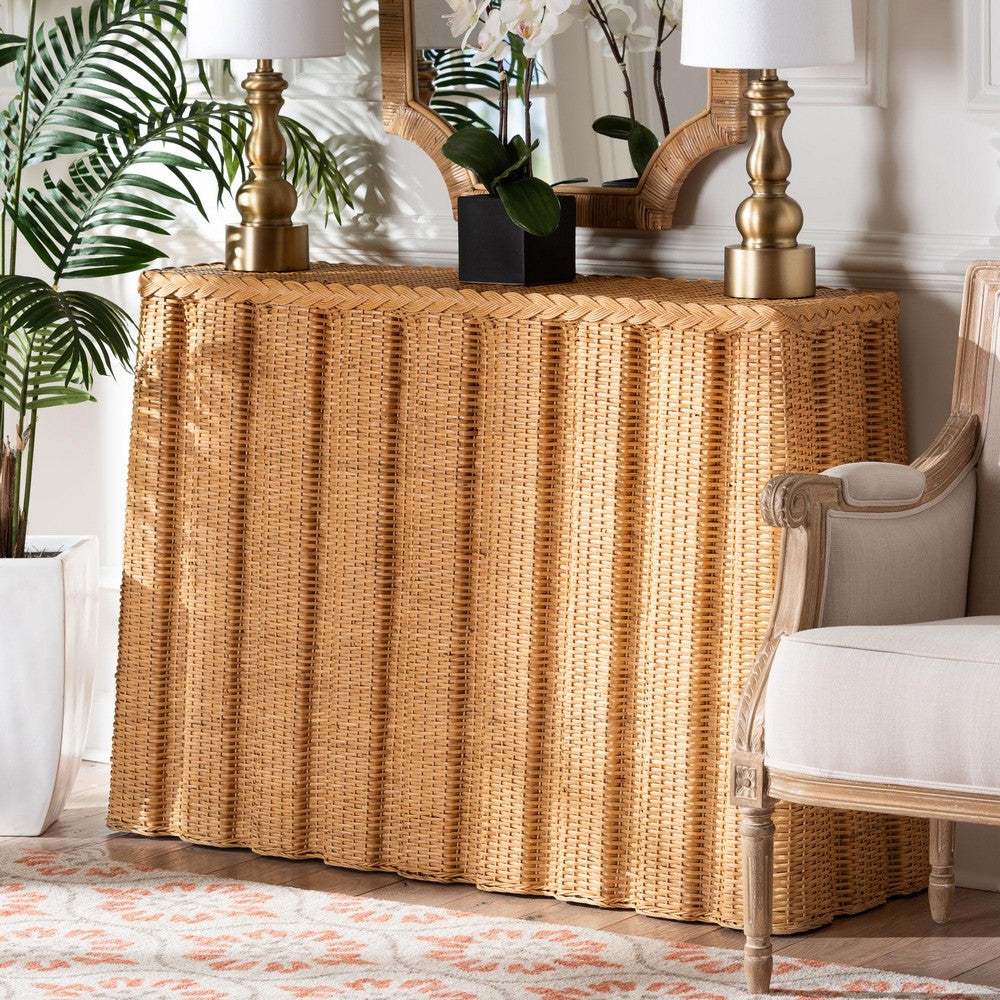 bali & pari - Andrea Console Table in Light Honey - Andrea-Light Honey Rattan-Console Table view 7