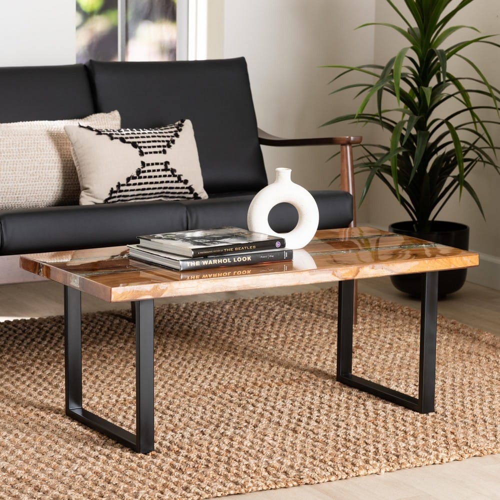 bali & pari - Apio Coffee Table in Natural Brown/White/Black - Apio-Hollow Teak Wood/Resin-Coffee Table-Boxed view 7