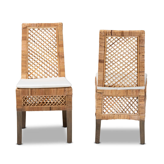bali & pari - Argos Set of 2 Dining Chairs in White/Natural Brown - Argos-Rattan-DC view 2