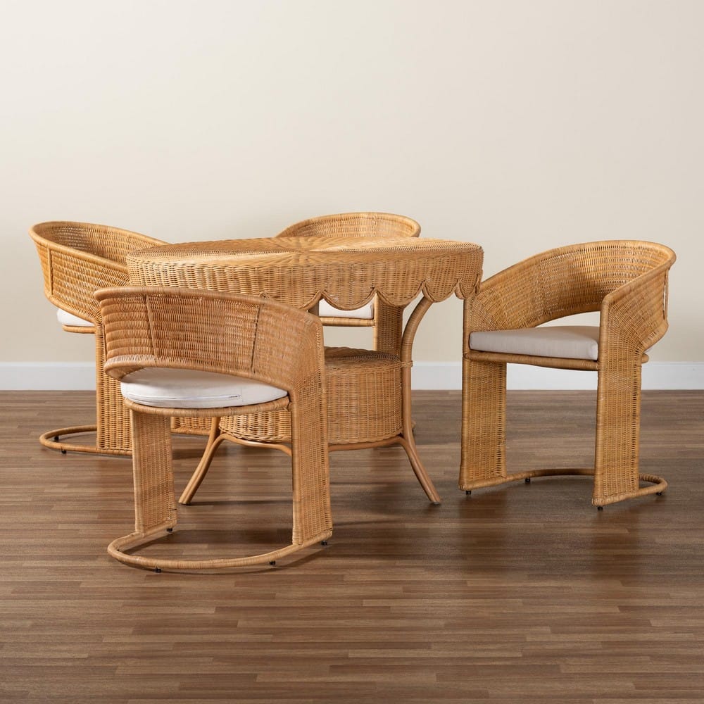 bali & pari - Arisu Dining Set in Light Honey - Arisu-Light Honey-5PC Dining Set view 9