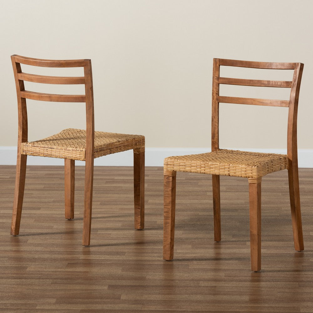 bali & pari - Arthur Set of 2 Dining Chairs in Natural Brown/Walnut Brown - Arthur-Teak-DC view 8