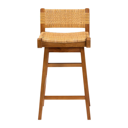 bali & pari - Asgart Bar Stool in Light Honey/Natural Brown - Asgart-SVN089-Mahogany/Rattan-BS view 2