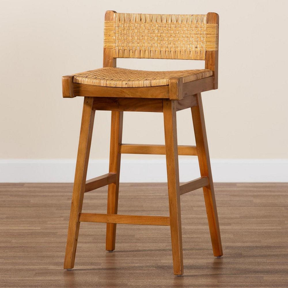 bali & pari - Asgart Bar Stool in Light Honey/Natural Brown - Asgart-SVN089-Mahogany/Rattan-BS view 9