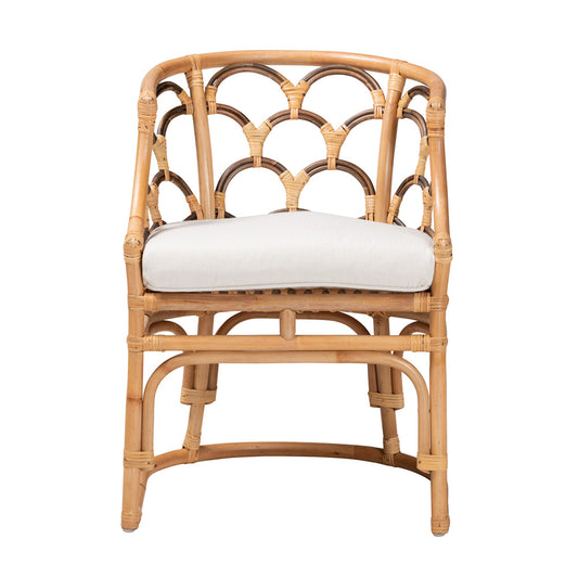 bali & pari - Aster Chair in White/Natural Brown - Aster-Rattan-Armchair view 2