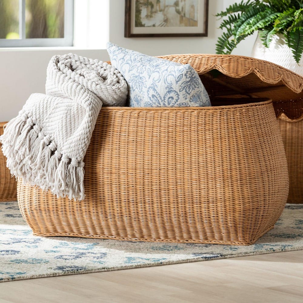 bali & pari - Ayleen Basket in Light Honey - Ayleen-Lg-Light Honey Rattan-Basket view 8