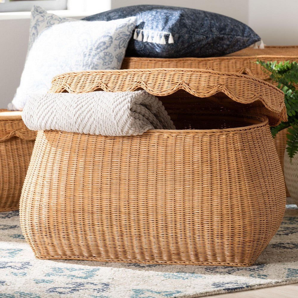 bali & pari - Ayleen Basket in Light Honey - Ayleen-Md-Light Honey Rattan-Basket view 8