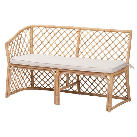 bali & pari - Aysi Set of 2 Corner Benches in Light Honey - Aysi-Light Honey Rattan-2PC Bench Set view 2