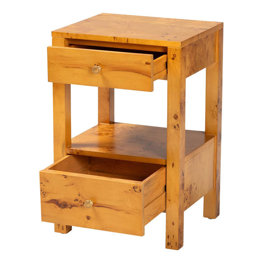 bali & pari - Azmi Nightstand in Light Mappa Burl - SVN-1151-Natural Burl Op1-Azmi-NS view 2