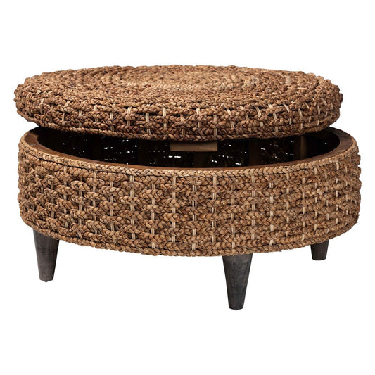 bali & pari - Bailey Storage Ottoman in Natural Brown/Espresso Brown - Bailey-Natural Brown/Black-Ottoman view 2