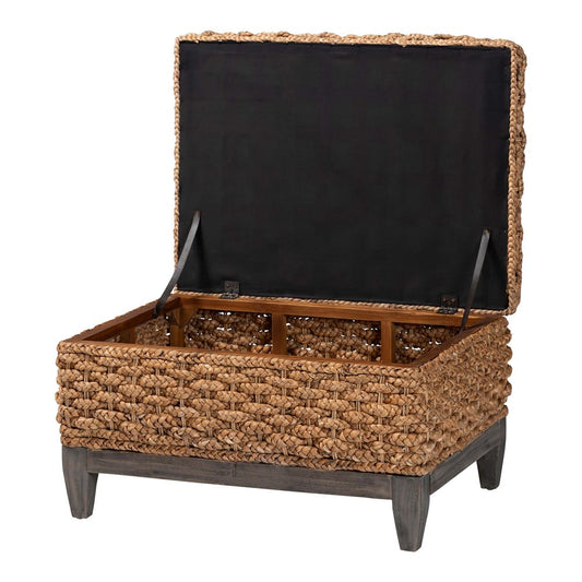 bali & pari - Bailey Storage Ottoman in Natural Brown/Espresso Brown - Kaya-Natural Brown/Black-Ottoman view 2