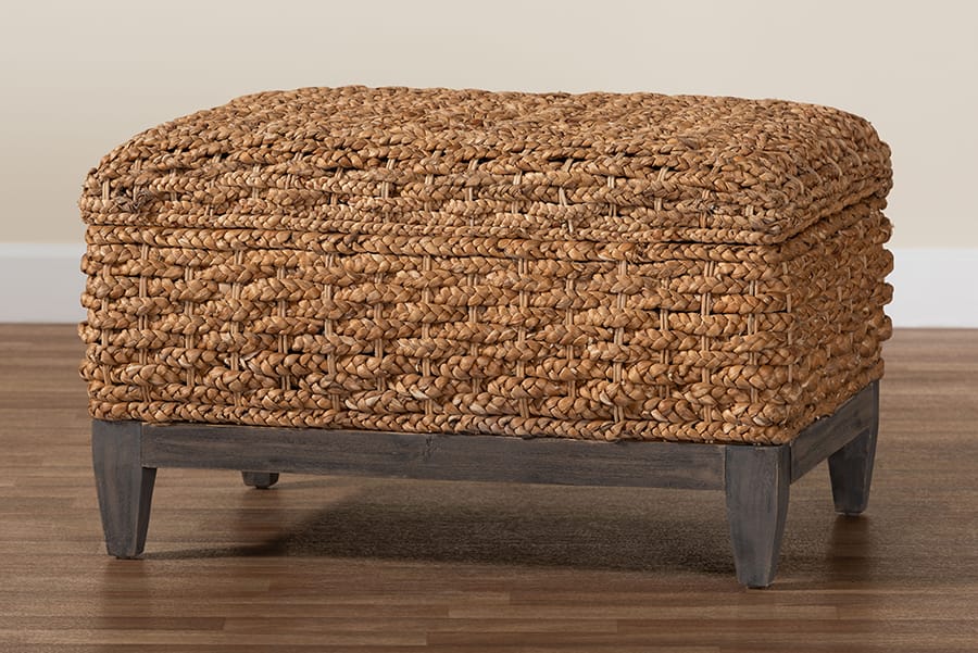 bali & pari - Bailey Storage Ottoman in Natural Brown/Espresso Brown - Kaya-Natural Brown/Black-Ottoman view 10