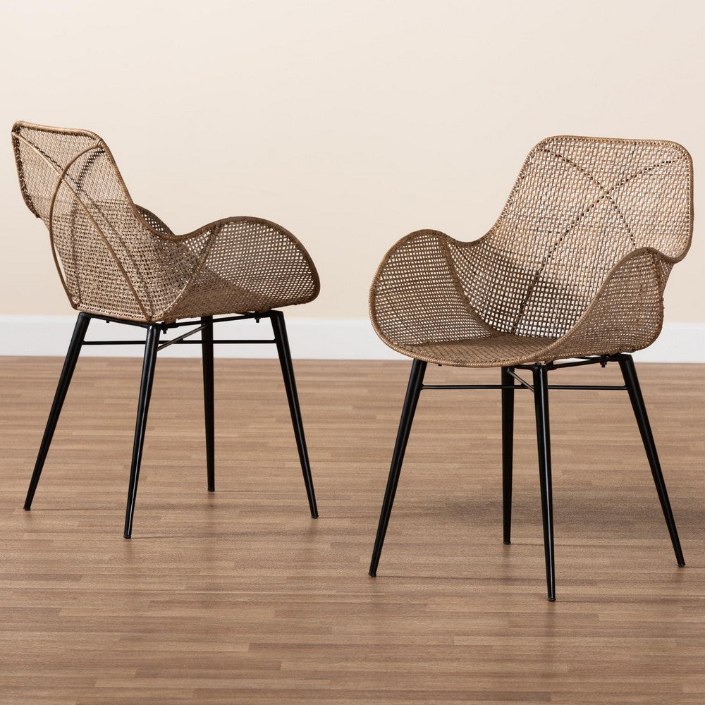 bali & pari - Ballerina Set of 2 Dining Chairs in Greywash/Black - Balerina3-Light Grey Rattan-DC view 8
