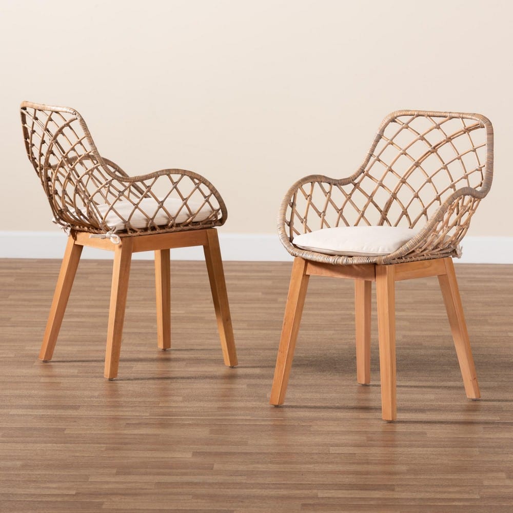 bali & pari - Ballerina Set of 2 Dining Chairs in Greywash/Natural Brown/White - Balerina2-Light Grey Rattan-DC view 8