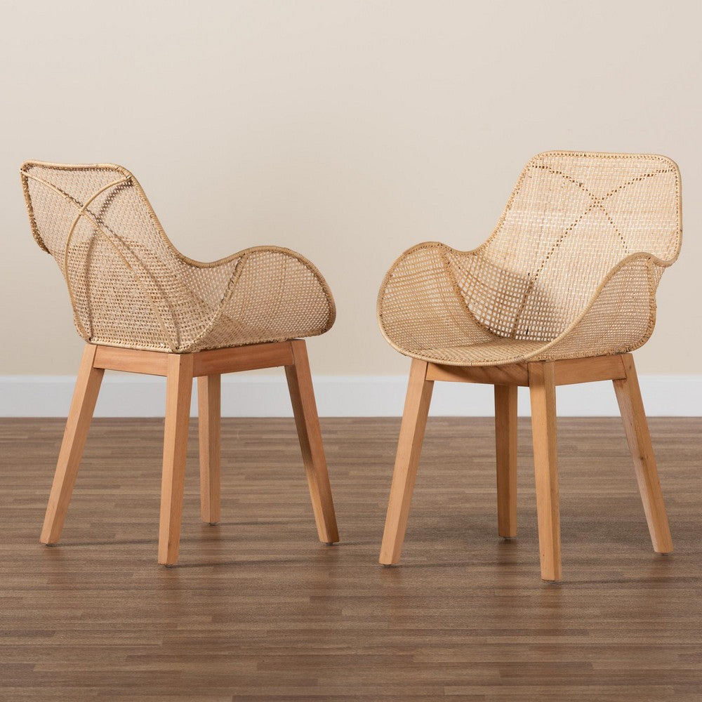 bali & pari - Ballerina Set of 2 Dining Chairs in Natural Brown - Balerina3-Natural Rattan-DC view 8