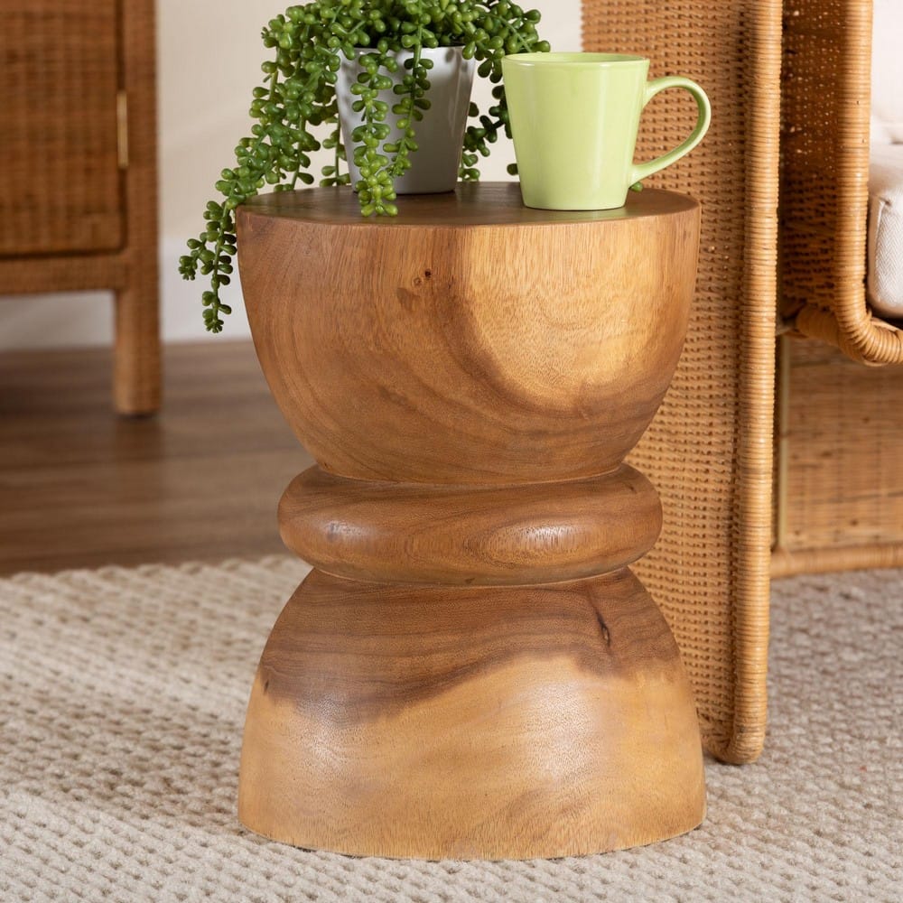 bali & pari - Bancroft End Table in Natural Brown - Suar S/T 002-Natural-Side Table view 6
