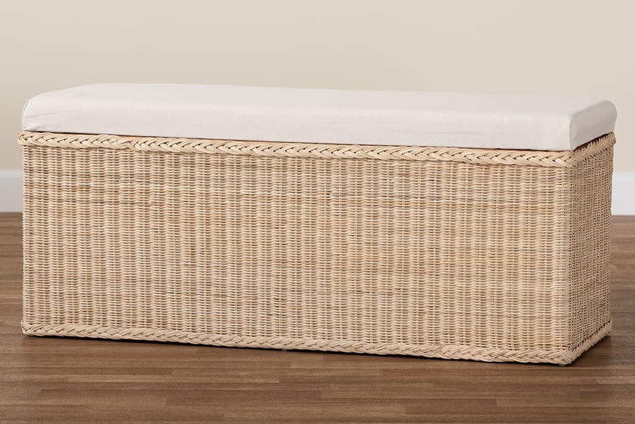 bali & pari - Barid Storage Bench in Natural - WS131-Natural Rattan-Cushioned Storage Bench view 10