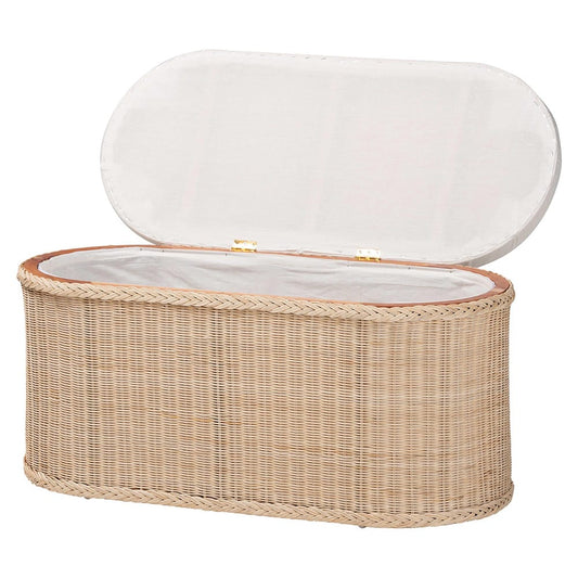 bali & pari - Barid Storage Bench in Natural - WS134-Natural Rattan-Cushioned Storage Bench view 2