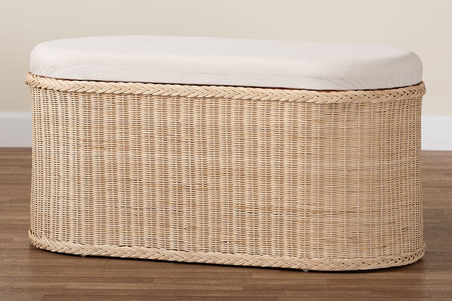 bali & pari - Barid Storage Bench in Natural - WS134-Natural Rattan-Cushioned Storage Bench view 10