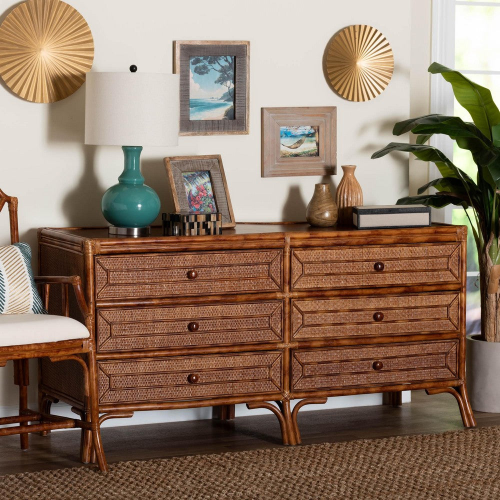 bali & pari - Basile Dresser in Marbled Tortoise Brown - WS226-Rattan/Tortoise-6DW-Dresser view 9