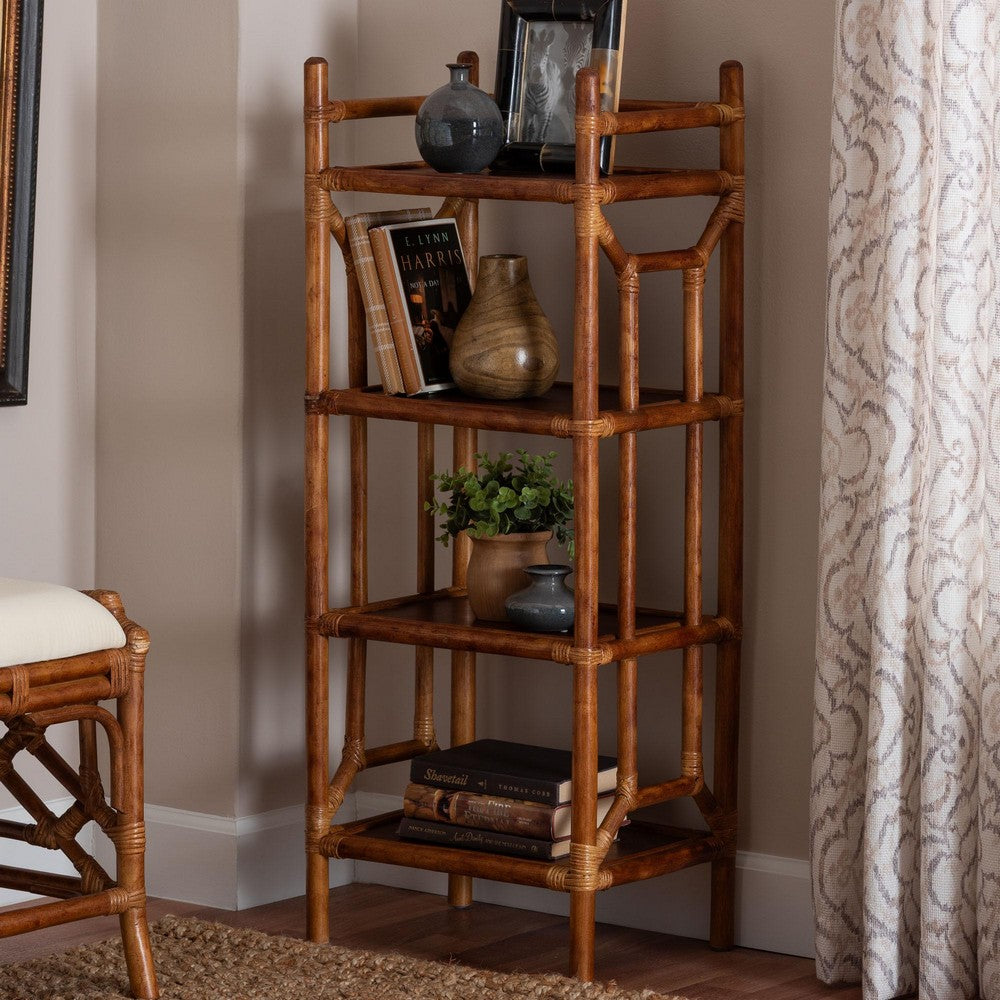 bali & pari - Basile Shelving Unit in Marbled Tortoise Brown - WS197-Tortoise Rattan-Shelf view 7