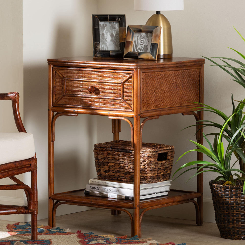 bali & pari - BasileEnd Table in Marbled Tortoise Brown - WS220-Rattan/Tortoise-Side Table view 9