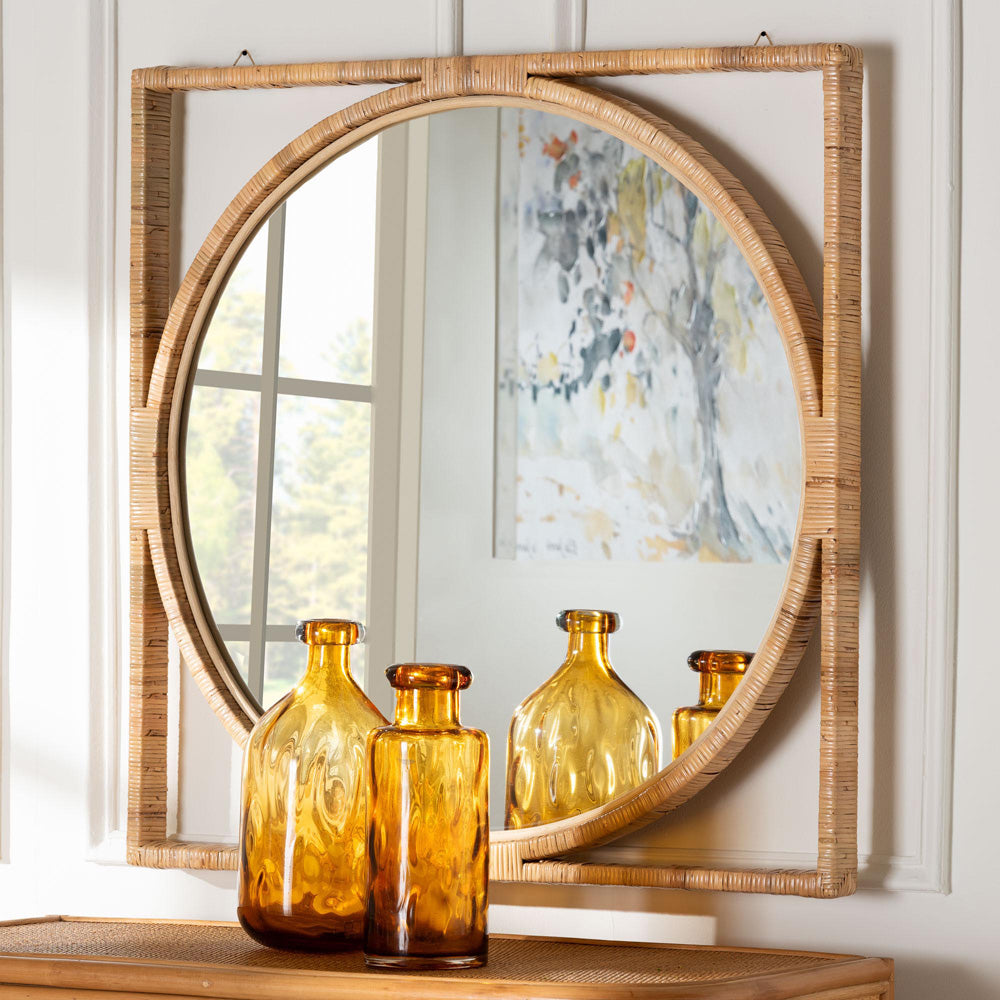 bali & pari - Bayan Mirror in Natural - WS092-Natural Rattan-Mirror view 3