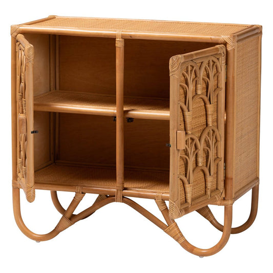 bali & pari - Baylor Storage Cabinet in Light Honey - TORAJA-Light Honey Rattan-Cabinet view 2