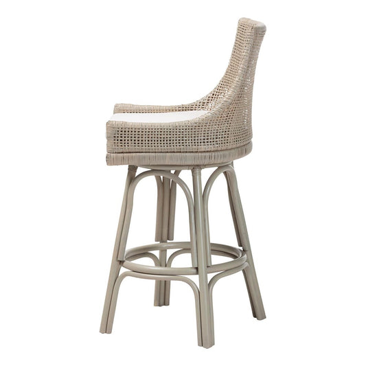 bali & pari - Bella Bar Stool in French Grey - Bella-French Grey/Rattan-BS view 2