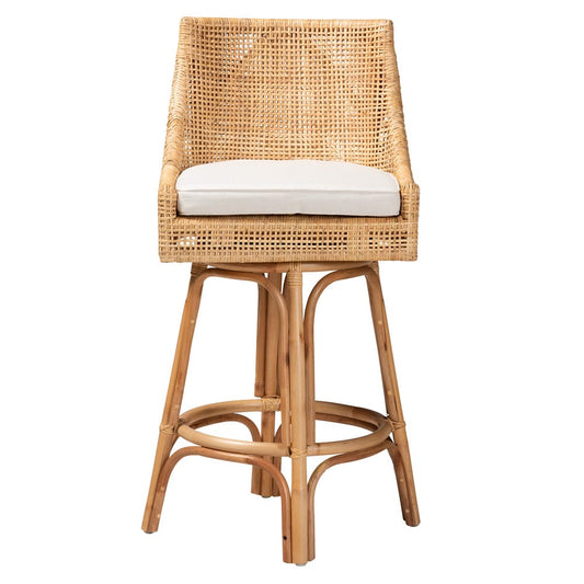 bali & pari - Bella Bar Stool in Natural Brown/White - Bella-Rattan-BS view 2