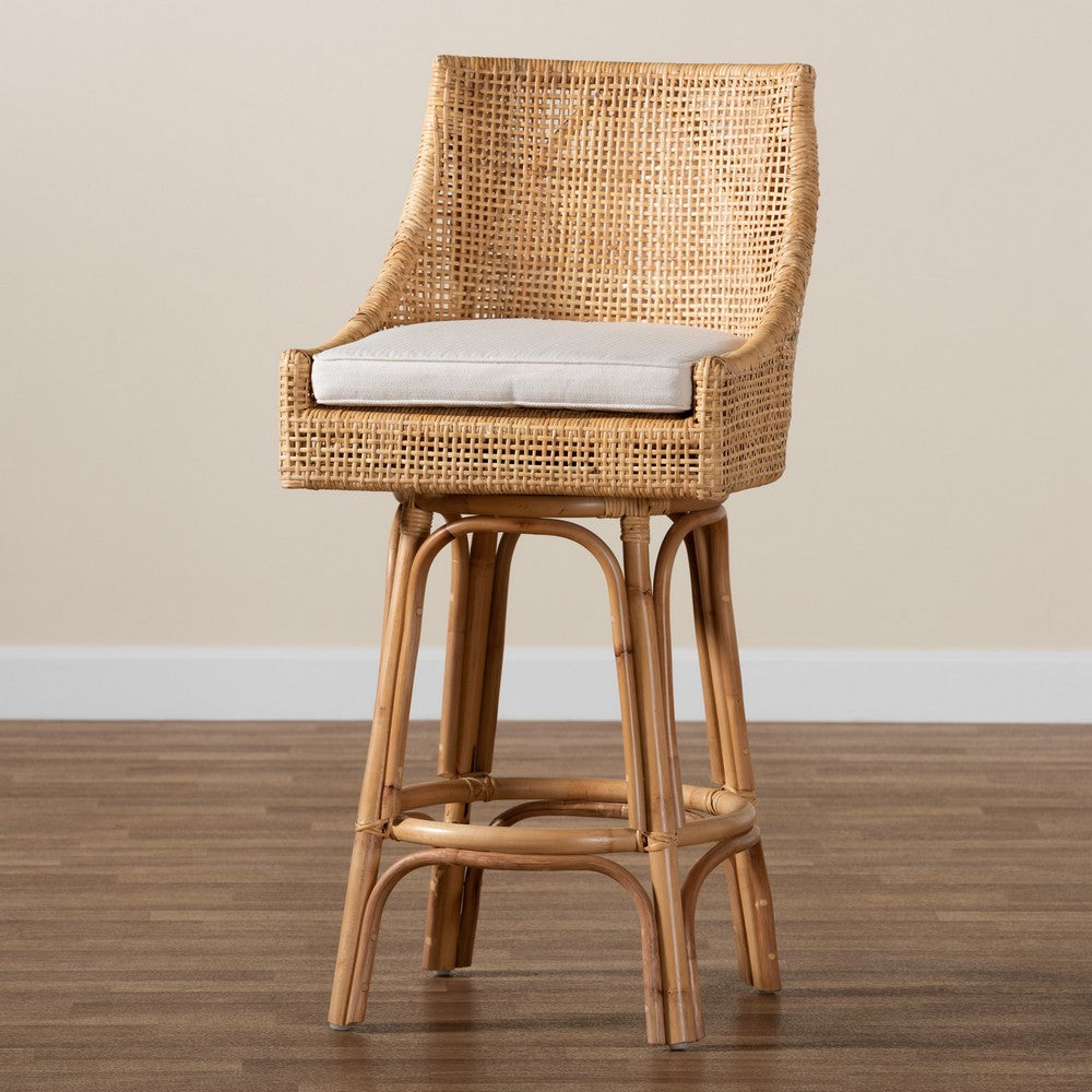 bali & pari - Bella Bar Stool in Natural Brown/White - Bella-Rattan-BS view 9