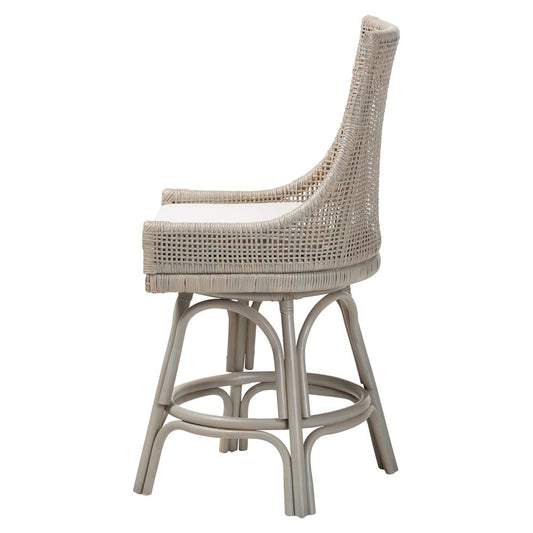 bali & pari - Bella Counter Stool in French Grey - Bella-French Grey/Rattan-CS view 2