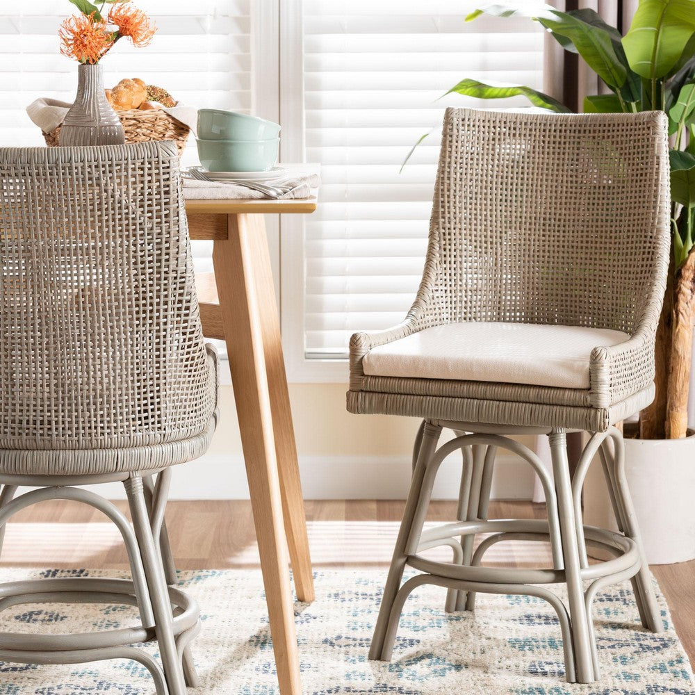 bali & pari - Bella Counter Stool in French Grey - Bella-French Grey/Rattan-CS view 7