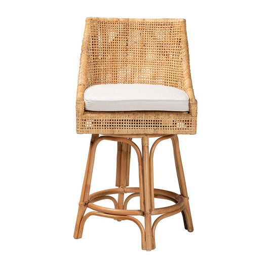 bali & pari - Bella Counter Stool in Natural Brown/White - Bella-Rattan-CS view 2