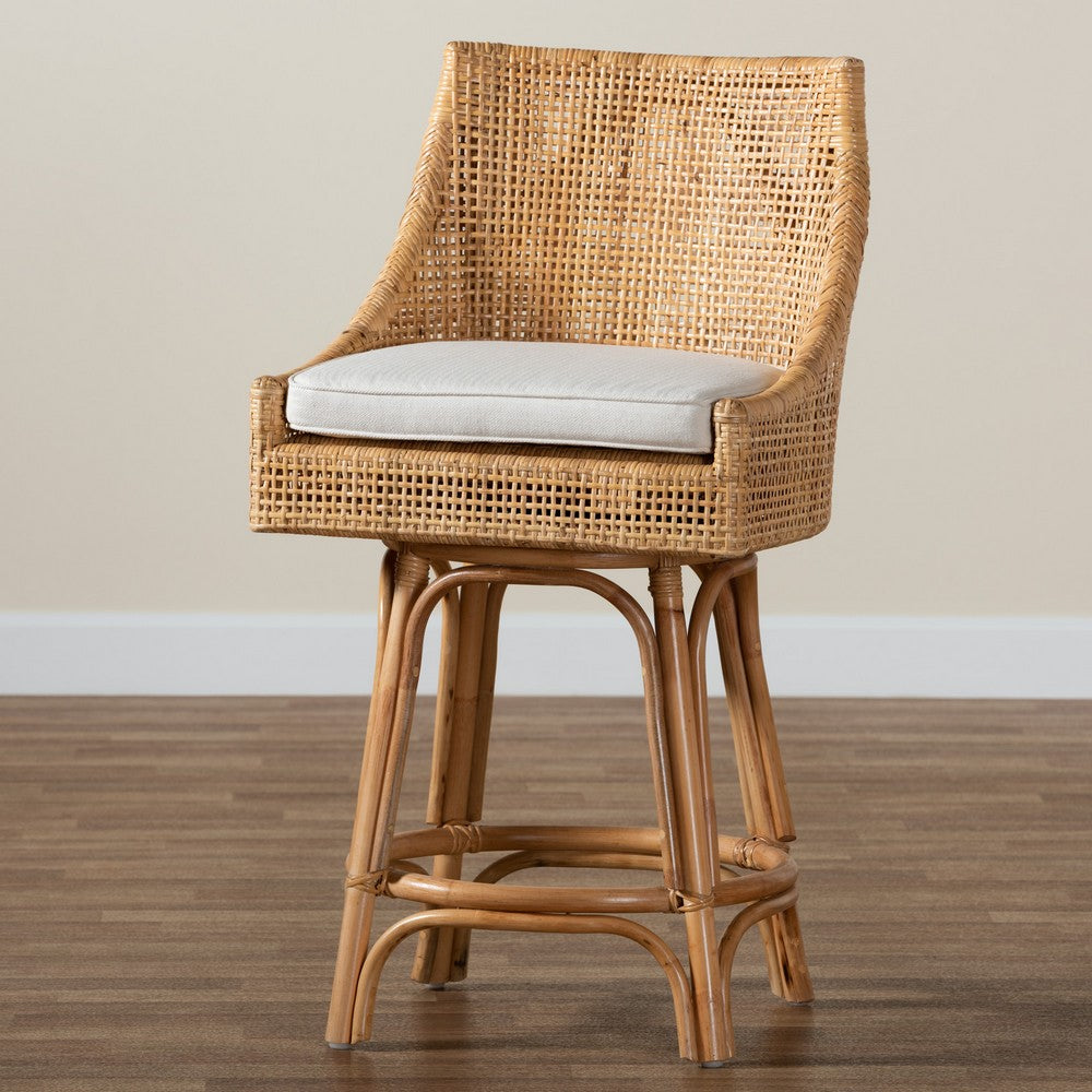 bali & pari - Bella Counter Stool in Natural Brown/White - Bella-Rattan-CS view 9