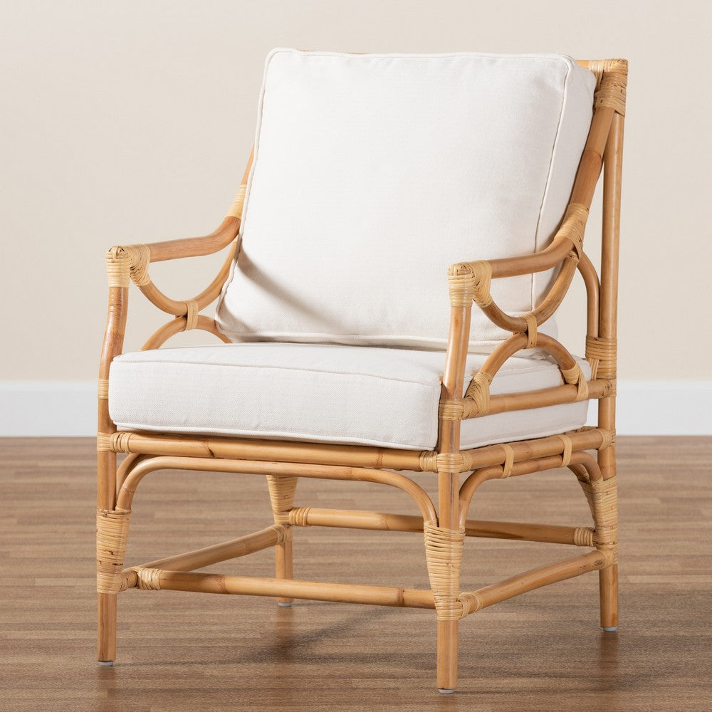 bali & pari - Brandon Chair in White/Natural Brown - Brandon-Rattan-Armchair view 9