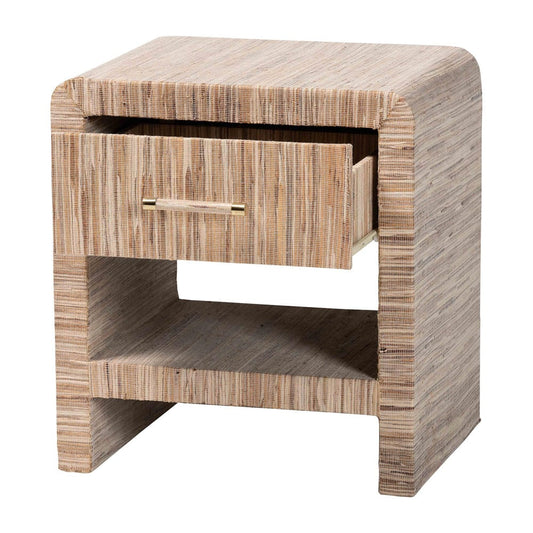 bali & pari - Callan Nightstand in Natural/Gold - Candy-Natural Woven Grasscloth-NS view 2