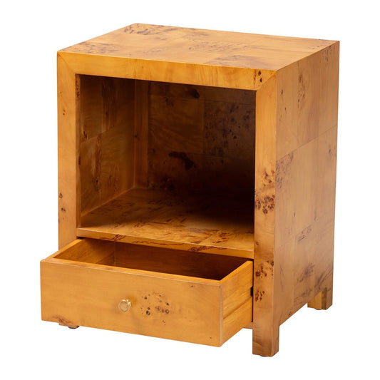 bali & pari - Camira Nightstand in Light Mappa Burl - SVN-1150-Natural Burl Op1-Nella-NS view 2