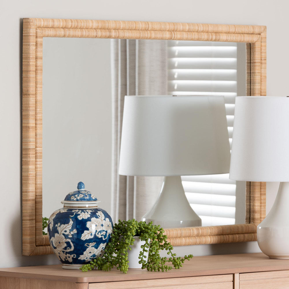 bali & pari - Canan Mirror in Light Brown - Canan-Light Brown-Rectangular Woven-Mirror view 4