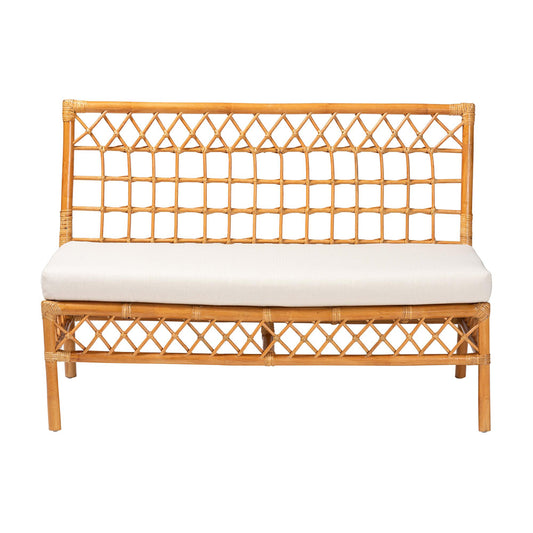 bali & pari - Capella Dining Bench in Light honey/White - DCWH10016-Light Honey Rattan-Dining Bench view 2