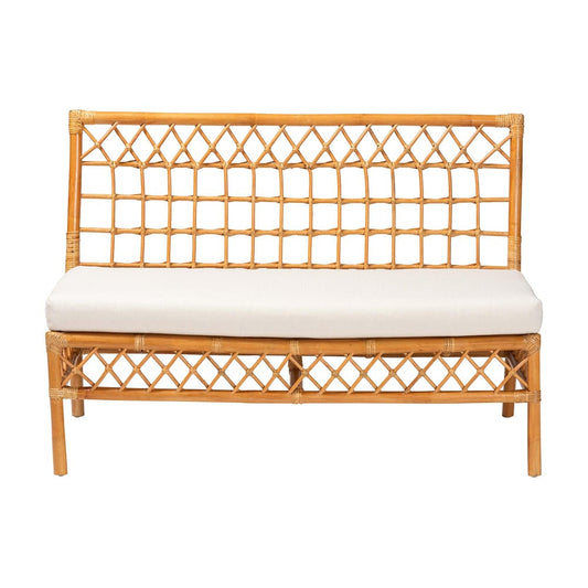 bali & pari - Capella Dining Bench in Light honey/White - DCWH10016-Light Honey Rattan-Dining Bench view 2