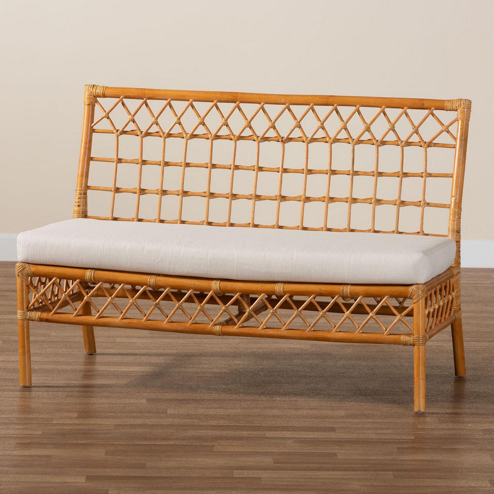 bali & pari - Capella Dining Bench in Light honey/White - DCWH10016-Light Honey Rattan-Dining Bench view 9