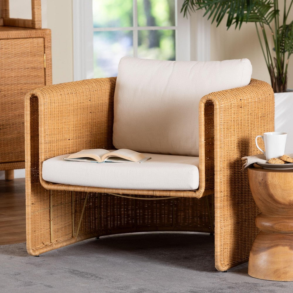 bali & pari - Carina Arm Chair in Light Honey - Palm-Light Honey/Rattan-Cushioned-AC view 7