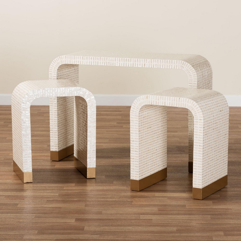 bali & pari - Carlyn Occasional Table Set in Beige/White/Gold - F242-FT19-3PC-Table Set view 9