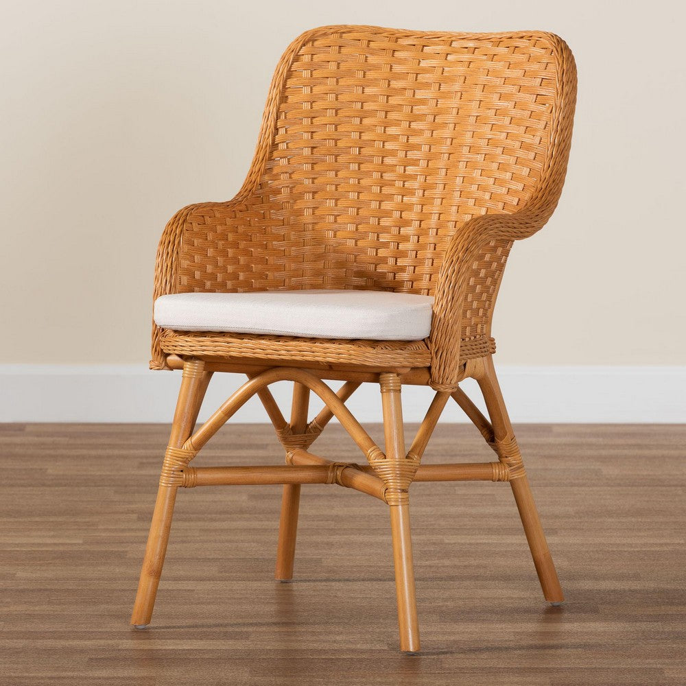 bali & pari - Celsie Dining Chair in Light Honey/White - Celsie-Light Honey Rattan Cushioned-DC view 9