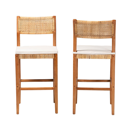 bali & pari - Chatura Set of 2 Bar Stools in Light Honey/Honey - Chao-Natural/Mahogany-BS-Cushion-KD-Box view 2
