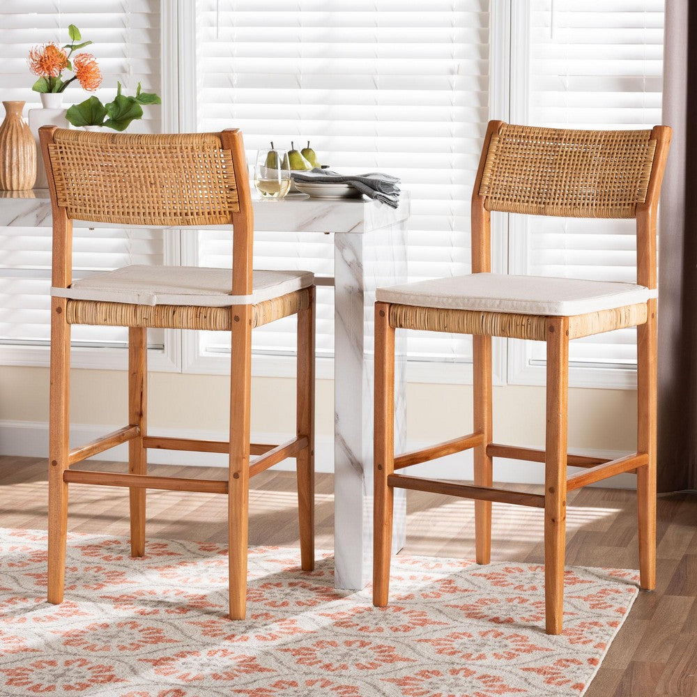 bali & pari - Chatura Set of 2 Bar Stools in Light Honey/Honey - Chao-Natural/Mahogany-BS-Cushion-KD-Box view 7