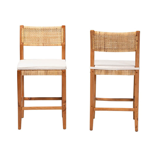 bali & pari - Chatura Set of 2 Counter Stools in Light Honey/Honey - Chao-Natural/Mahogany-CS-Cushion-KD-Box view 2