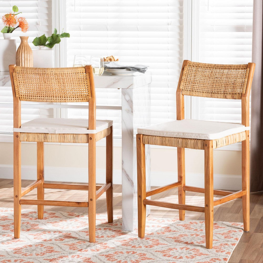bali & pari - Chatura Set of 2 Counter Stools in Light Honey/Honey - Chao-Natural/Mahogany-CS-Cushion-KD-Box view 7